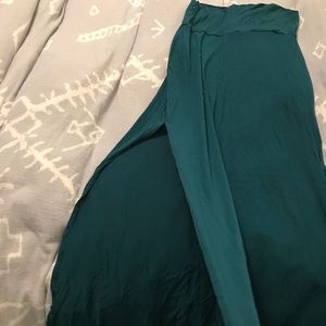 Teal Maxi slit skirt
